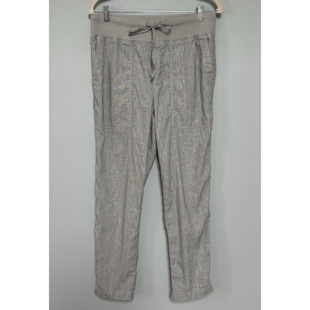 Lou & Grey For Loft Women's Linen‎ Blend Pants Sz Medium Pockets Drawstring Gray